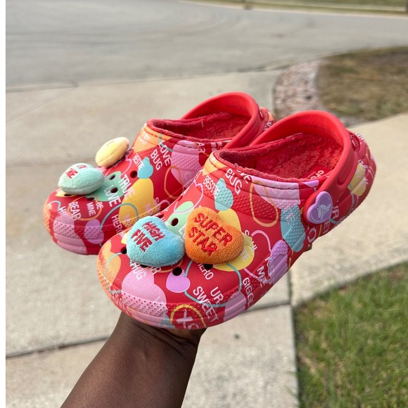 Crocs x Sweethearts Classic Lined Elevated‎ Clogs Little Kids Size J2 - Picture 8 of 12